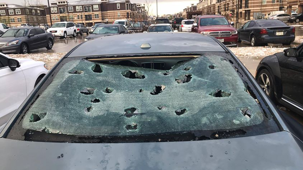 hail damage to windshield in McAllen, TX